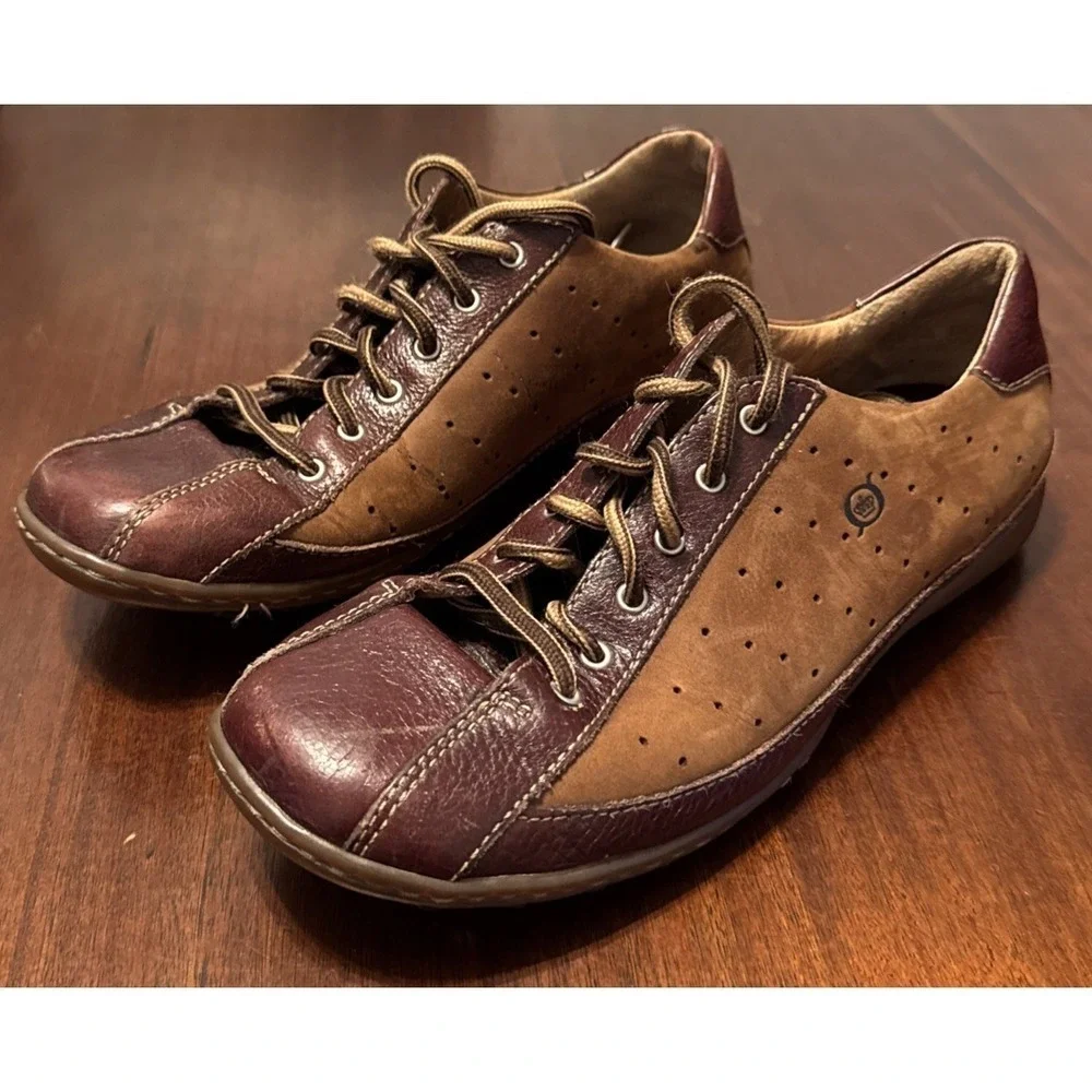 Born Men's 9.5 Brown Leather‎ Casual Oxford Shoes EU 41 Handcrafted Comfort